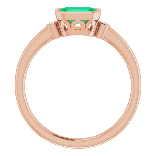 Lab-Grown Emerald & .02 CTW Natural Diamond Ring