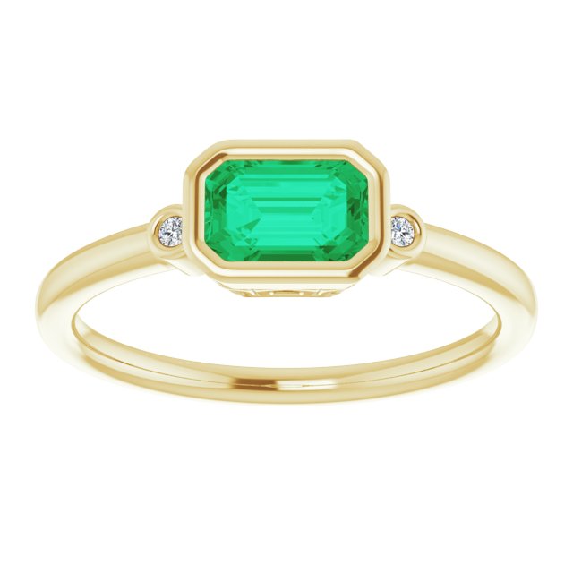 Lab-Grown Emerald & .02 CTW Natural Diamond Ring