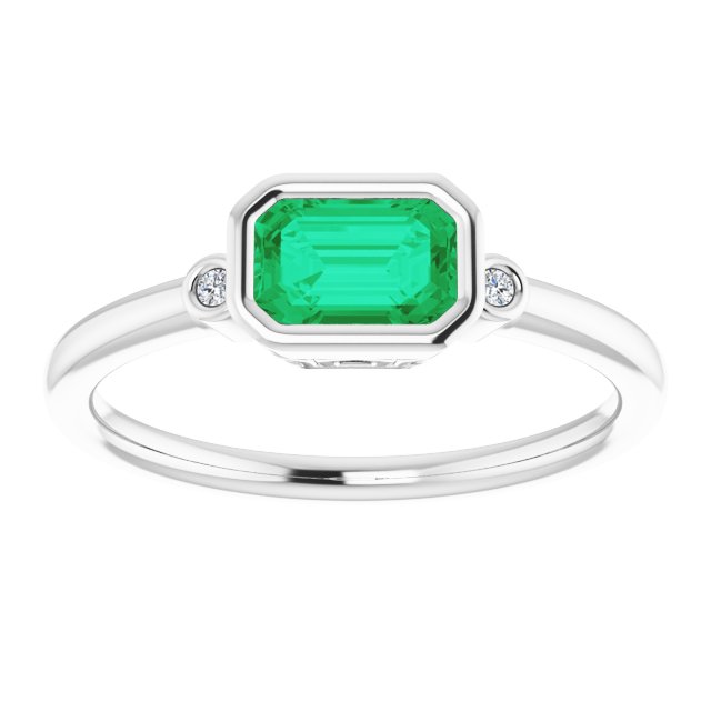 Lab-Grown Emerald & .02 CTW Natural Diamond Ring