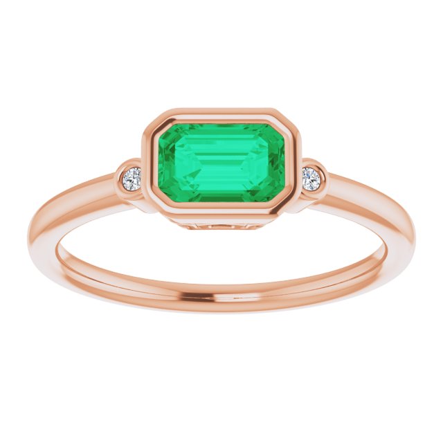 Lab-Grown Emerald & .02 CTW Natural Diamond Ring