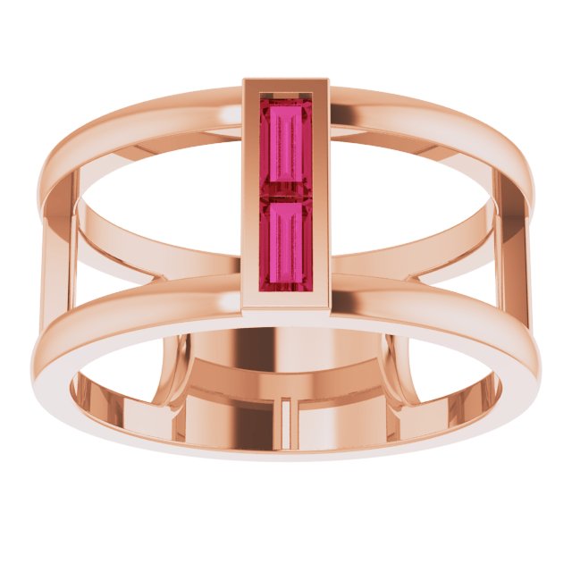 Straight baguette Natural Ruby Negative Space Ring