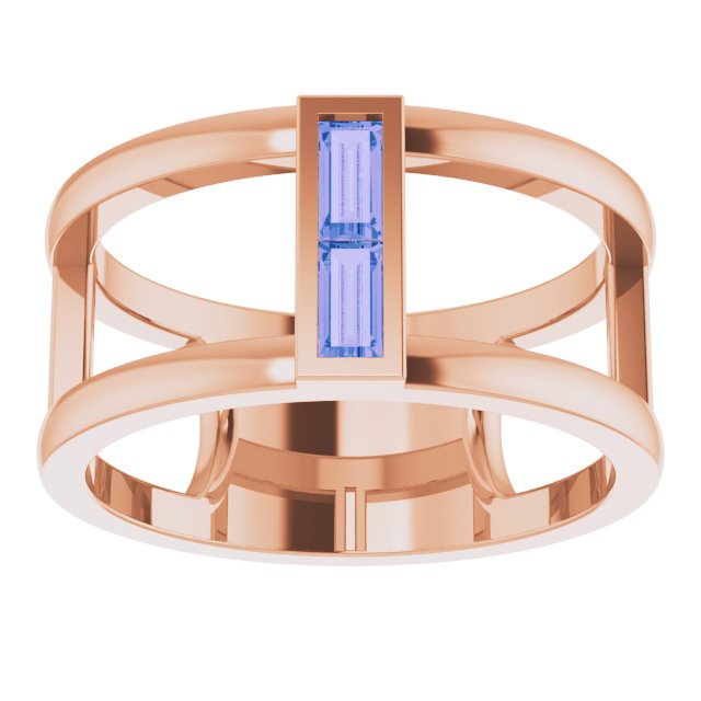 Straight baguette Natural Tanzanite Negative Space Ring