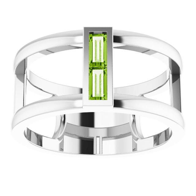 Straight baguette Natural Peridot Negative Space Ring