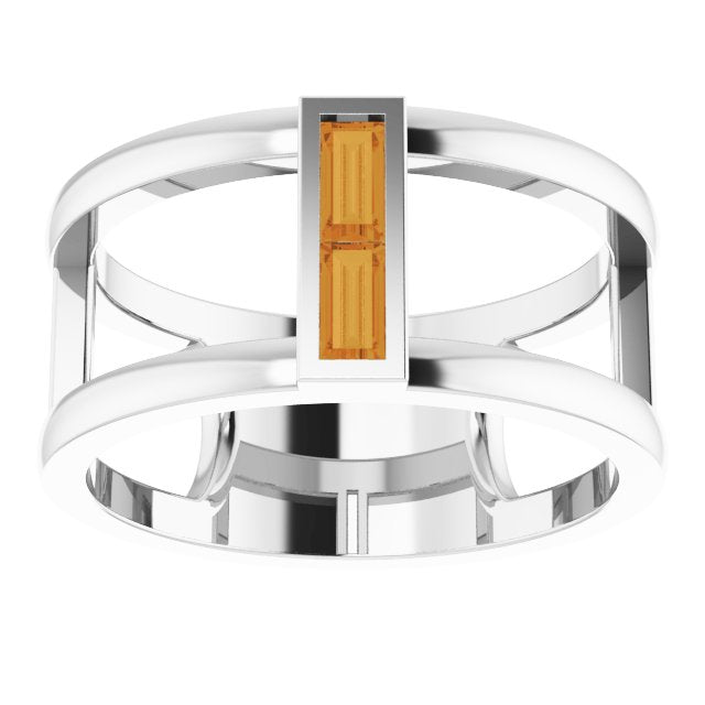 Straight baguette Natural Citrine Negative Space Ring