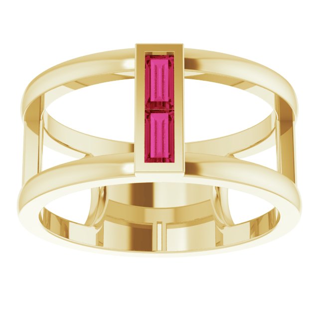 Straight baguette Natural Ruby Negative Space Ring