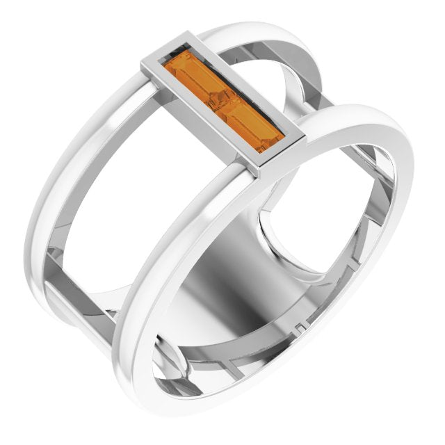 Straight baguette Natural Citrine Negative Space Ring