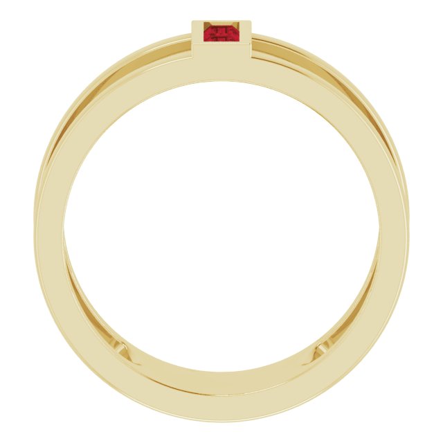Straight baguette Natural Mozambique Garnet Negative Space Ring