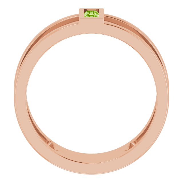 Straight baguette Natural Peridot Negative Space Ring