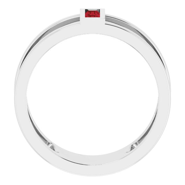 Straight baguette Natural Mozambique Garnet Negative Space Ring