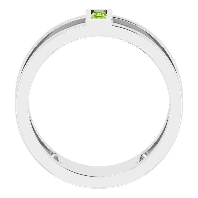Straight baguette Natural Peridot Negative Space Ring