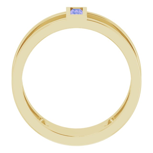 Straight baguette Natural Tanzanite Negative Space Ring