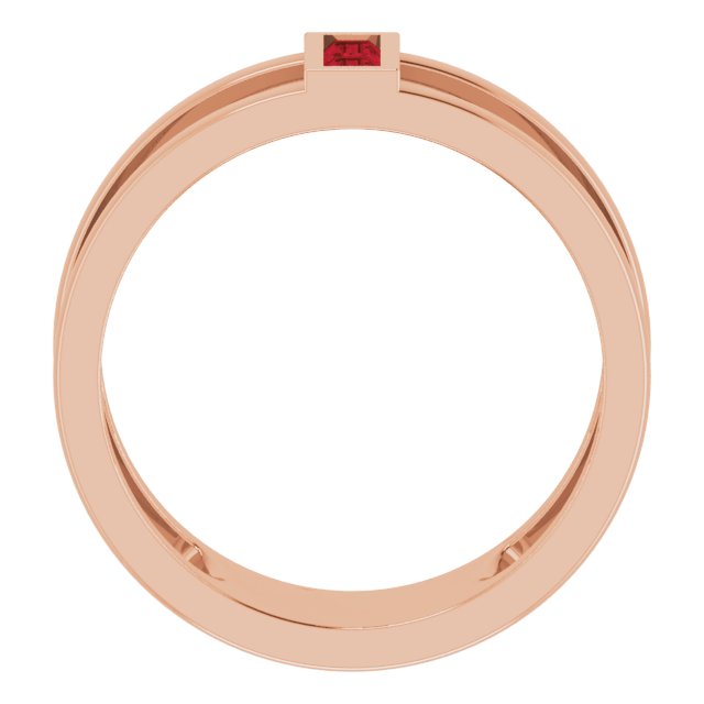Straight baguette Natural Mozambique Garnet Negative Space Ring