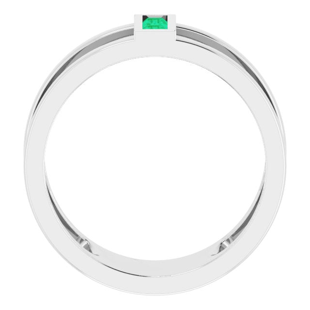 Straight baguette Natural Emerald Negative Space Ring