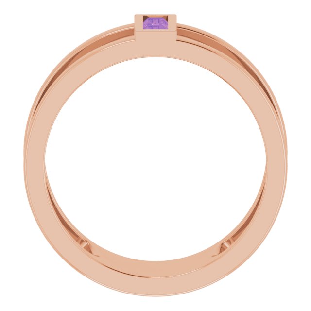 Straight baguette Natural Amethyst Negative Space Ring