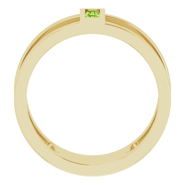 Straight baguette Natural Peridot Negative Space Ring