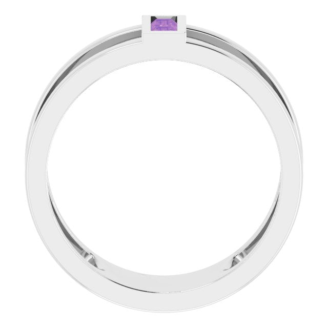 Straight baguette Natural Amethyst Negative Space Ring