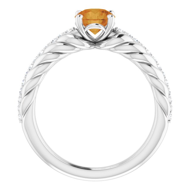 Round Natural Citrine & 1/8 CTW Natural Diamond Ring