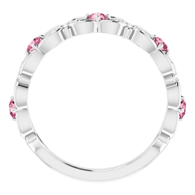 Round Natural Pink Tourmaline & .02 CTW Natural Diamond Scroll Ring
