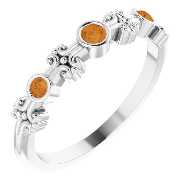 Round Natural Citrine Bezel-Set Ring