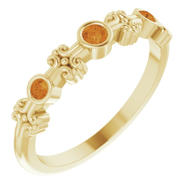 Round Natural Citrine Bezel-Set Ring