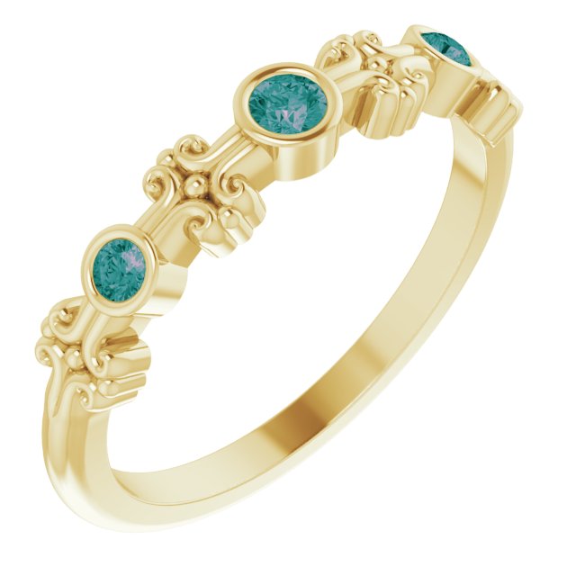 Round Natural Alexandrite Bezel-Set Ring