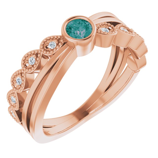 Round Natural Alexandrite & .05 CTW Natural Diamond Ring