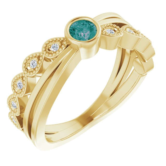 Round Natural Alexandrite & .05 CTW Natural Diamond Ring