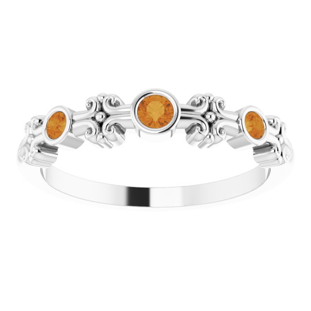 Round Natural Citrine Bezel-Set Ring