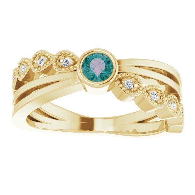 Round Natural Alexandrite & .05 CTW Natural Diamond Ring