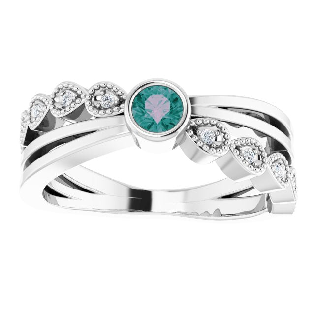 Round Natural Alexandrite & .05 CTW Natural Diamond Ring