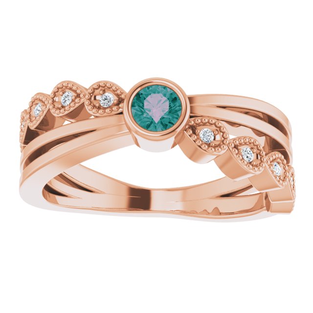 Round Natural Alexandrite & .05 CTW Natural Diamond Ring