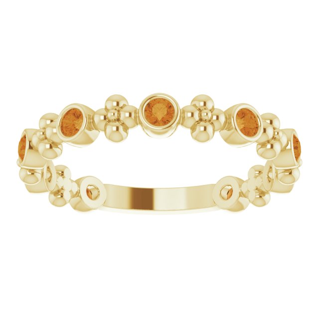 Round Natural Citrine Beaded Ring