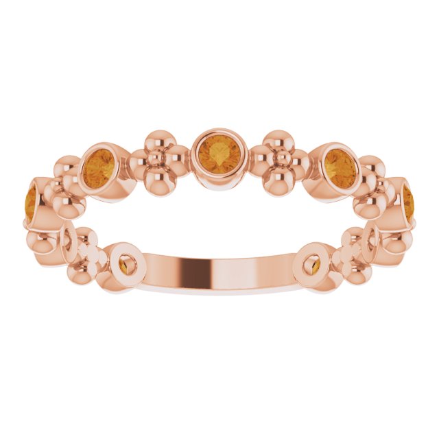 Round Natural Citrine Beaded Ring