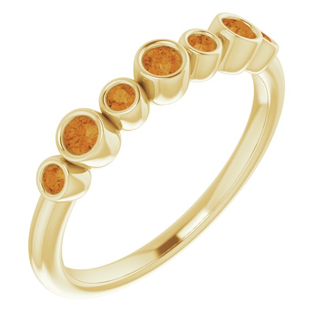 Round Natural Citrine Bezel-Set Ring