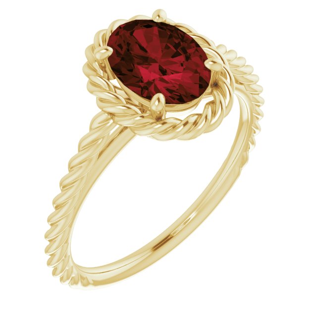 Oval Natural Mozambique Garnet Rope Ring