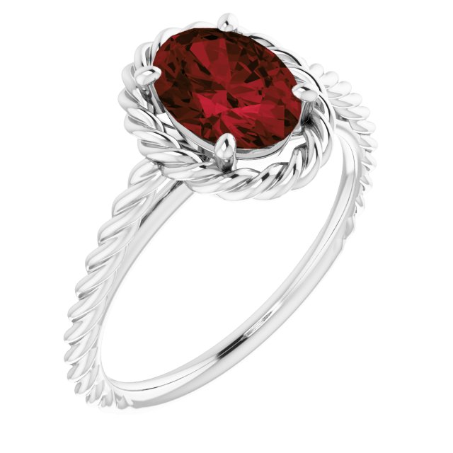 Oval Natural Mozambique Garnet Rope Ring