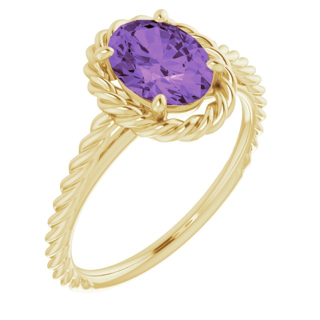 Oval Natural Amethyst Rope Ring