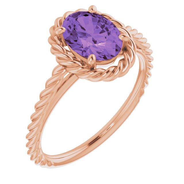 Oval Natural Amethyst Rope Ring