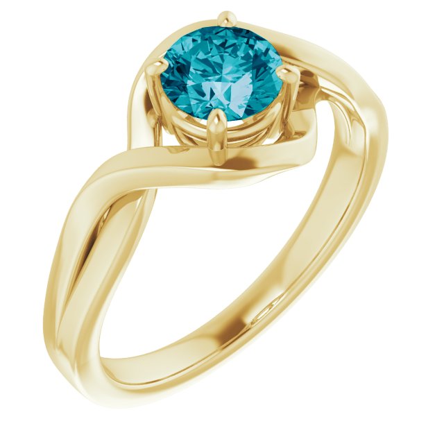 Round Natural London Blue Topaz Ring