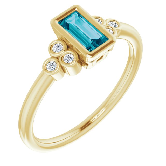 Natural London Blue Topaz & .06 CTW Natural Diamond Ring