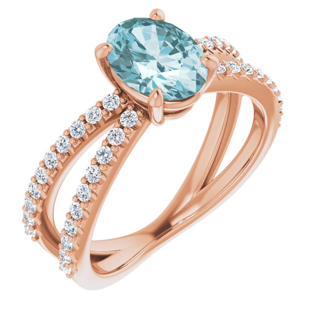 Oval Natural Sky Blue Topaz & 1/3 CTW Natural Diamond Ring