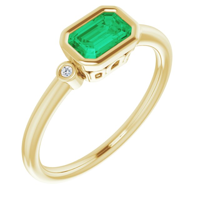 Lab-Grown Emerald & .02 CTW Natural Diamond Ring