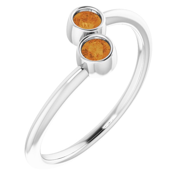 Round Natural Citrine Two-Stone Ring