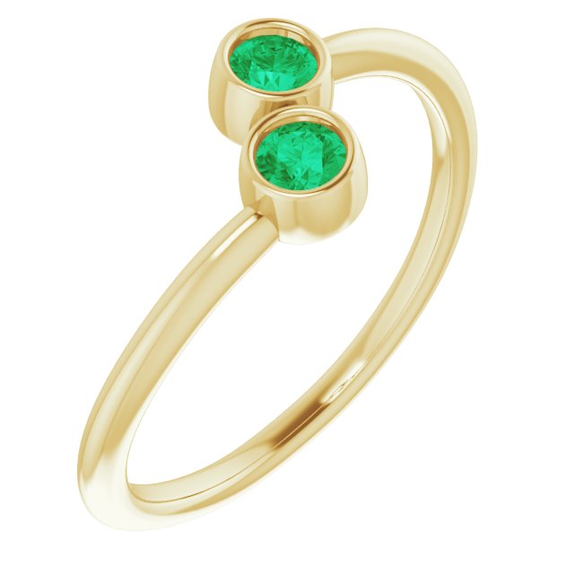 Round Natural Emerald Two-Stone Ring in 14k Yellow, White, or Rose G..