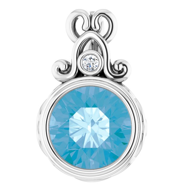 Natural Swiss Blue Topaz and .02 CTW Natural Diamond Pendant