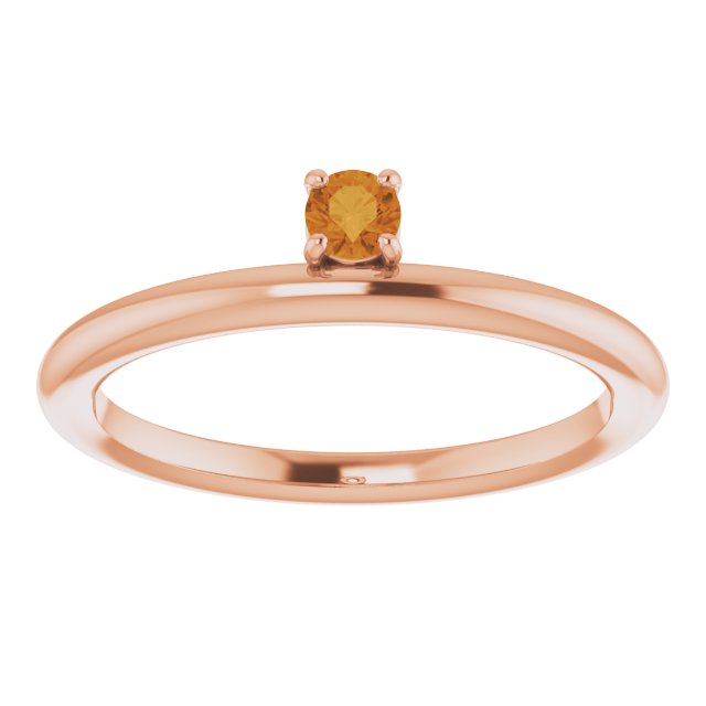 Round Natural Citrine Stackable Ring