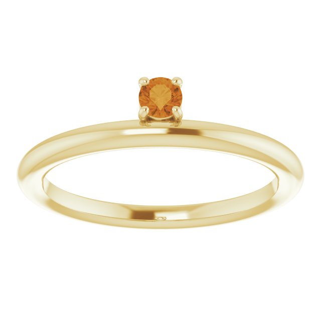 Round Natural Citrine Stackable Ring