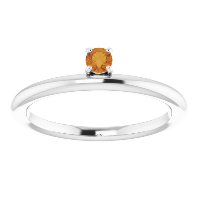 Round Natural Citrine Stackable Ring