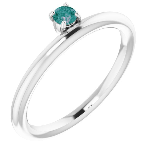 Round Lab-Grown Alexandrite Stackable Ring