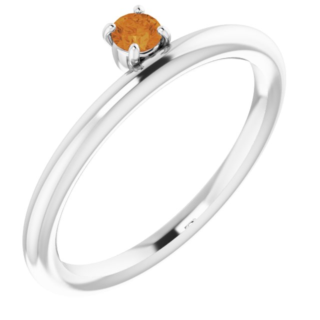 Round Natural Citrine Stackable Ring